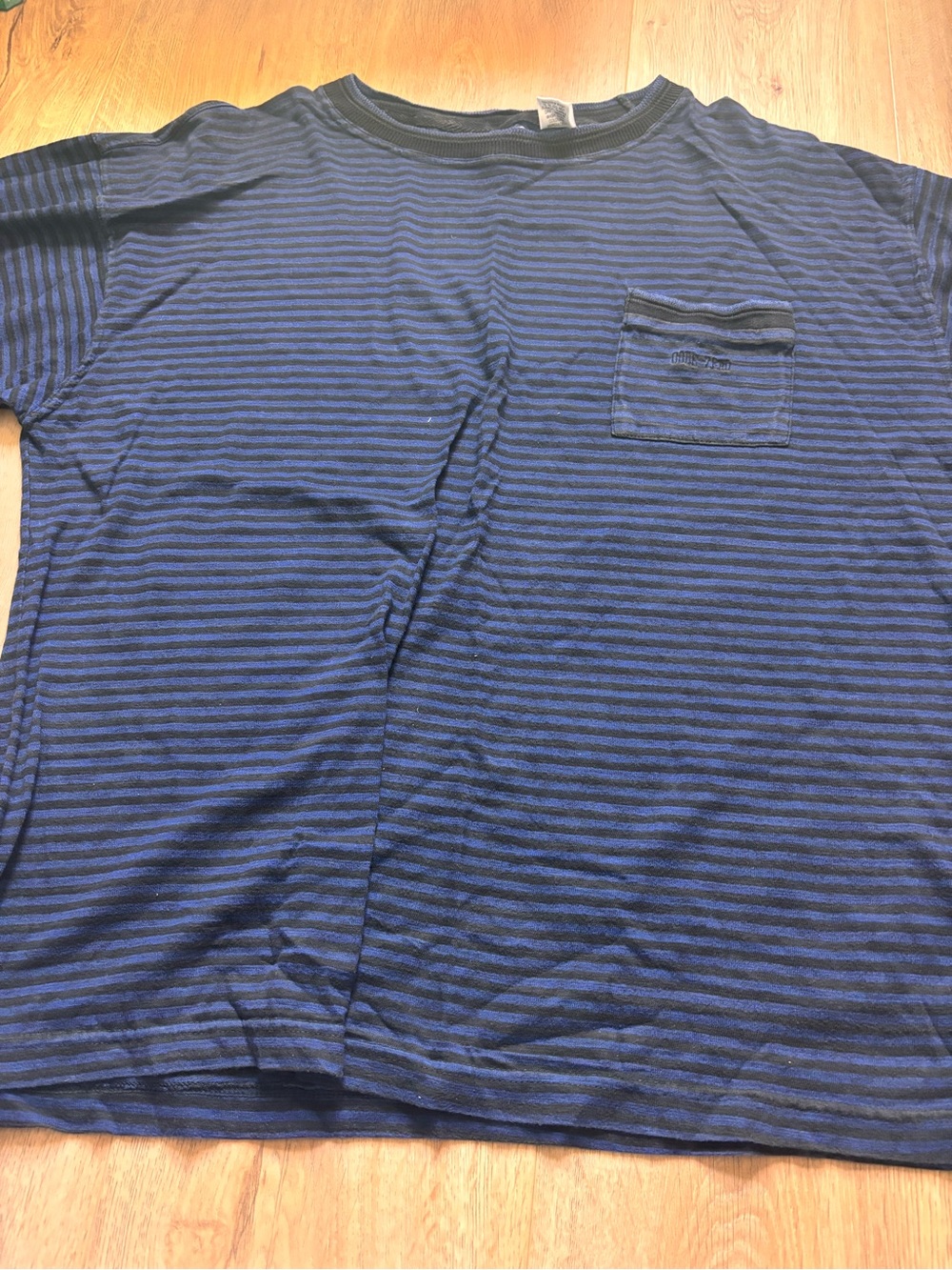 Striped Short-Sleeve Pocket Tee in Navy and Black